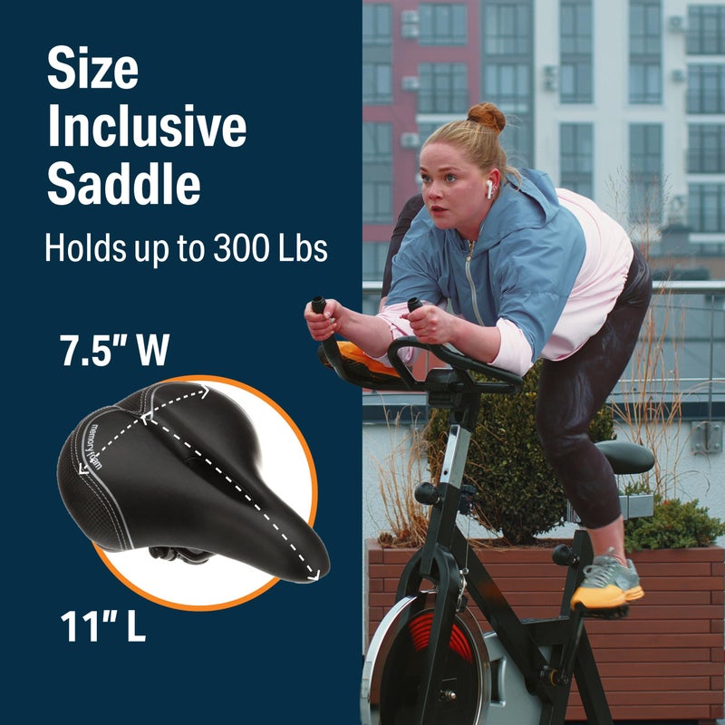 Bikeroo Extra Wide Replacement Saddle - Fits Indoor & Outdoor Bicycles - Steel Spring & Elastomer Suspension - Center Cutout - Memory Foam - Hybrid - Image 5